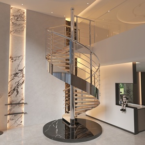 Escalera Moderna para Ático, Escalera de Diseño para Segundo Piso, Escalera Personalizada de Madera en Espiral sobre Monorraíl - Product Image 4