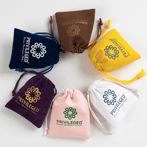 Custom Logo Printed Gift Velvet Drawstring Bags Soft Velvet Jewelry Packaging Pouch