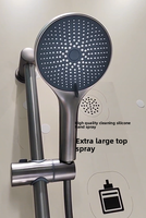 Ensemble de douche d'appartement au design moderne en acier inoxydable gris avec jet doux, porte-savon, barre coulissante et multiples modes de sortie d'eau – Direct Usine