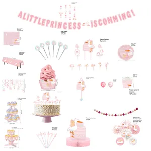 In Stock Baby Shower Party Favors Tableware Set Themed Little Princess Birthday Party