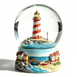 Globo <span class=keywords><strong>di</strong></span> Neve in Resina con Villaggio Costiero Europeo, Ornamento Souvenir Turistico, Decorazione da Scrivania - Product Image 5