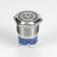 Interrupteur à bouton-poussoir métallique 22MM avec verrouillage, 12V 10A, symbole d'alimentation, anneau LED, pour voiture, 1NO1NC SPDT, étanche IP65, CE ROHS