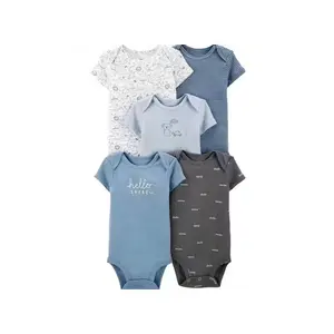 Vêtements pour bébés filles, ensemble 5 pièces, barboteuse, imprimée, manches courtes, en coton, pour nouveau-né, été