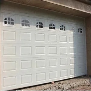 Automatic Steel PU Foam Insulated Remote Control Overhead Sectional Smart Garage Doors With Wood Color Panel