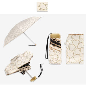 Atacado <span class=keywords><strong>Mini</strong></span> Dobrável Coração Imprimir Guarda-chuva com 5 Bolsos Dobráveis Cápsula Verão Sun Shelter Controle Manual - Product Image 4