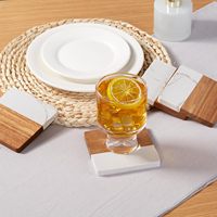 Sous-verres carrés en marbre noir en bois pour boissons carrés sous-verres en pierre en bois antidérapants accessoires de Table basse pour cadeaux de noël