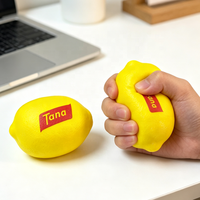 Balle anti-stress en mousse PU en forme de citron avec impression de logo personnalisé en gros pour la promotion de marques de fruits et les cadeaux de salons professionnels