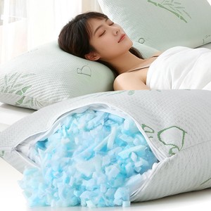 Oreiller orthopédique Rina en mousse à mémoire de forme déchiquetée, tricoté, pour usage hôtelier, 100 % bambou, réglable, pour le cou - Product Image 3