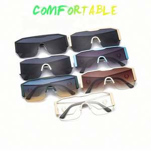 Lunettes de soleil carrées surdimensionnées vintage punk à verres uniques avec logo personnalisé, protection UV400, pour hommes et femmes – Meilleures ventes - Product Image 2