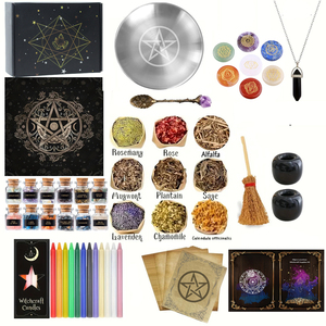 Kit de Brujería Grande al por Mayor de 60 Piezas, Set de Iniciación <span class=keywords><strong>para</strong></span> Altar de <span class=keywords><strong>Brujas</strong></span>, Set de <span class=keywords><strong>Hechizos</strong></span> <span class=keywords><strong>para</strong></span> <span class=keywords><strong>Principiantes</strong></span>, Set de Suministros de Brujería - Product Image 1