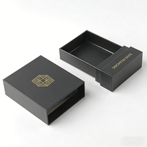 Custom Logo Luxury Drawer Sliding Gift <b>Box</b> with Texture Paper <b>Black</b> Foil Stamping for Perfume Packaging <b>Box</b> - Product Image 4