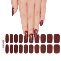 Vente chaude Vernis à ongles gel œil de chat Sans HEMA Faux ongles autocollants Coco Brown Gel semi-durci Enveloppes pour ongles 20 bandes de gel pour ongles