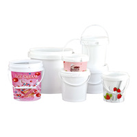 Seau en plastique HDPE recyclable de qualité alimentaire avec poignée, capacité de 1L à 20L, couvercle pour l'emballage