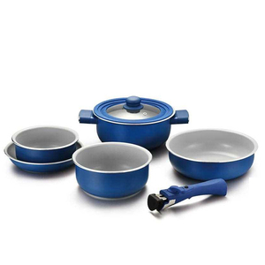Juego de ollas y sartenes de cocina de inducción personalizadas con <span class=keywords><strong>mango</strong></span> extraíble, wok, ollas para sopa, de aleación de aluminio engrosada, antiadherentes <span class=keywords><strong>Tefal</strong></span>. - Product Image 1