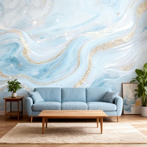 <span class=keywords><strong>Carta</strong></span> <span class=keywords><strong>da</strong></span> <span class=keywords><strong>Parati</strong></span> Moderna Impermeabile con Texture Marmo Azzurro e Dettagli Dorati, per Soggiorno, Bagno, Camera <span class=keywords><strong>da</strong></span> Letto, Corridoio - Product Image 5