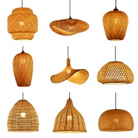 Lustre de Plafond Suspendu en Bambou Fait Main, Style Ancien, Luminaire Lampe LED, pour Salle à Manger et Restaurant