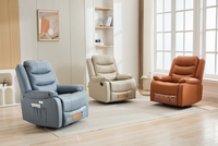 Nouveau fauteuil inclinable de salon en cuir de vachette écologique, cuir de vachette/PU