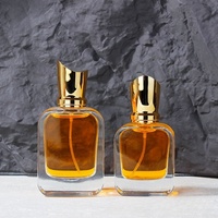 Flacon de parfum en spray de bonne qualité, forme rectangulaire, 30 ml, 50 ml, 100 ml, avec bouchon doré