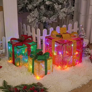 Led Luminous Lighted Gift Box Battery Outdoor Indoor Night Light For Holiday Christmas Decoration