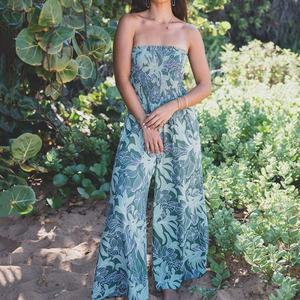 Nouvelle combinaison décontractée sans bretelles à imprimé hawaïen, OEM personnalisé, 100% rayonne, tissu doux, combinaison à jambes larges - Product Image 2