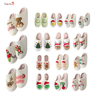 Winter Cozy Plush Cotton Holiday Dwarf Elf Santa <strong>Xmas</strong> Tree Snowflakes Gingerbread Snowman Christmas <strong>slippers</strong> for Women Men - Product Image 2