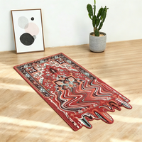 Moderner Roter Plüsch-Schmelzteppich 3D Schmelzender Persischer Teppich Boho Optische Illusion Bodenmatte Cooles Flüssigkeitsdesign Teppich Neu für Wohnzimmer