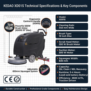 XD01S High Quality Easy-to-Operate Floor Cleaning <b>Machine</b> <b>Walk</b>-Behind Floor Hand Push Floor Scrubber - Product Image 3