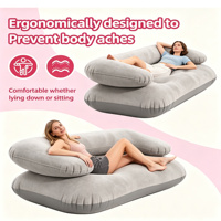 Canapé gonflable double floqué pliable sur mesure en gros, chaise longue d'extérieur portable avec accoudoirs pour camping et patio