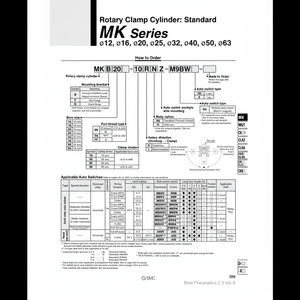 กระบอกลมแบบหมุน MKB20-20LZ ชิ้นส่วนนิวเมติก SMC - Product Image 1