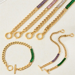 18K Gold Stainless Steel Cuban <b>Chain</b> Bracelets Chunky Miami <b>Chain</b> <b>Iced</b> <b>Out</b> Zircon Bracelet for Women - Product Image 1