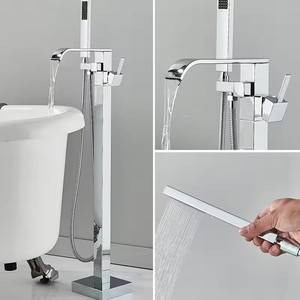 Sang Trọng Màu Đen Brass Phòng Tắm Vòi Nước Tầng Thường vụ Thiết Kế Duy Nhất Xử Lý Nước Nóng Và Lạnh Nhúng Thiết Kế Đơn Giản Bồn Tắm Mixer - Product Image 4