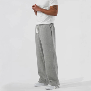 Pantalones Deportivos Extra Grandes de 500 Gsm, Color Gris Desgastado, 100% Algodón, Cintura Elástica, Transpirables, con Logotipo Personalizado, Corte Recto y Amplio para Hombre - Product Image 4