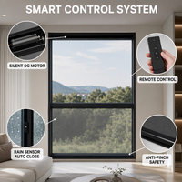 Ventana Panorámica Vertical Motorizada con Elevación Eléctrica, de Aleación de Aluminio, con Control Remoto, Resistente a Huracanes, Moderna, para Balcón de Hotel o Villa