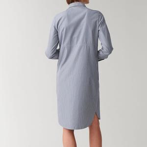 Camicie Casual da donna OEM, <span class=keywords><strong>colletto</strong></span> a punta e abbottonatura al centro, abiti a righe con orlo curvo - Product Image 4