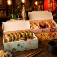 Boîte à sushi en papier Torii Gate, conteneur jetable pour sushi à emporter, impression personnalisée, logo OEM, emballage alimentaire en gros