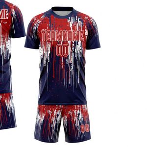 Nuevo Conjunto de Uniforme de Fútbol Personalizado, Sublimado, Diseño Abstracto, Camiseta Deportiva, Pantalones Cortos, Impresión de Nombre y Número del Equipo - Product Image 2