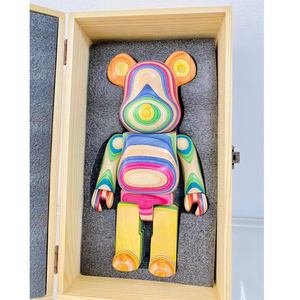 Decoración de sala de estar artesanía de madera <span class=keywords><strong>bearbrick</strong></span> figura de acción juguetes para niños 400% 28cm bloque oso muñeca móvil - Product Image 5