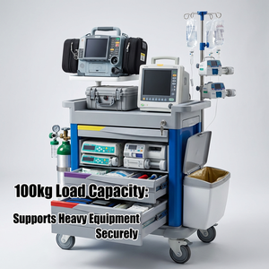 Troli Medis C-036A-14500 Peralatan Rumah Sakit Gerobak Darurat dengan Rak <span class=keywords><strong>Defibrillator</strong></span> Laci Bahan Logam dan Plastik - Product Image 2