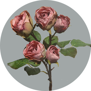 Bouquets artificiels en soie de roses avec pompons, décoration pour salon, café, fête - Product Image 5