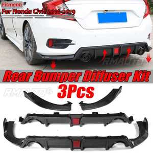Carbon Fiber Look/Black 3pcs <b>Car</b> Rear Bumper <b>Diffuser</b> Splitter Lip Spoiler Bumper Guard Protector for Honda for Civic 2016-2019 - Product Image 2