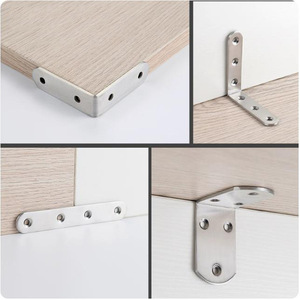 Supports d'angle en L en acier inoxydable Yuyao 304, supports d'angle droit en métal pour la fixation de meubles et d'étagères - Product Image 1
