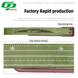 Tapis de putting de golf en velours cristal avec retour automatique de balle, double trou, marquages de distance, double ligne d'alignement, OEM ODM pour l'entraînement - Product Image 2