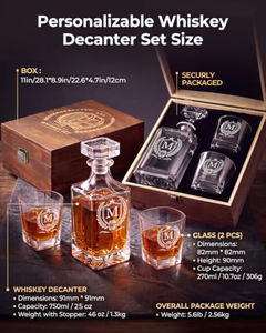 Cadeaux de mariage personnalisés, ensemble de verres à whisky et de carafe, pour couple, ensemble de carafe à bourbon gravée, cadeaux pour petit ami - Product Image 4