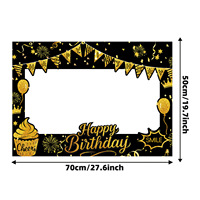 Décorations de fête d'anniversaire sur le thème de la poudre noire et dorée à faire soi-même, cadre photo en papier amusant pour selfies, accessoires photo de vacances