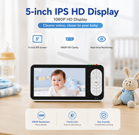 Moniteur Bébé Sans Fil avec Berceuses, Détection des Pleurs, Caméra WIFI, Audio Bidirectionnel, HD 1080P, Tuya