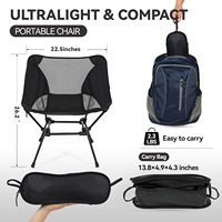 Chaise de camping pliante ultralégère, compacte et portable, capacité de 300 lb