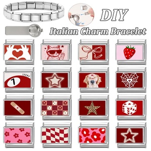 Venta al por mayor, gran oferta: Abalorio italiano personalizado de mariposa roja y coche, compatible con pulseras de acero inoxidable de 9 mm, para hacer joyas DIY, regalo. - Product Image 1