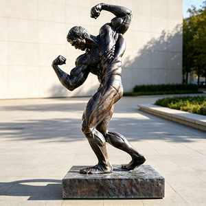 Sculpture en bronze coulé sur mesure, style musculation réaliste, <span class=keywords><strong>statue</strong></span> d'athlète masculin musclé pour salle de sport - Product Image 2