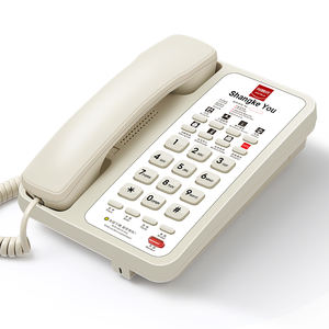 Fabricante Precio bajo Hotel Habitación Teléfono Botón grande Teléfono <span class=keywords><strong>fijo</strong></span> analógico Hotel Teléfono con LOGO FICAN605 - Product Image 1