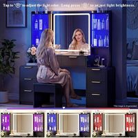 Coiffeuse de Maquillage pour Fille de Haute Qualité avec Miroir et Éclairage LED, Table de Maquillage Compacte avec Tiroirs et Chaise